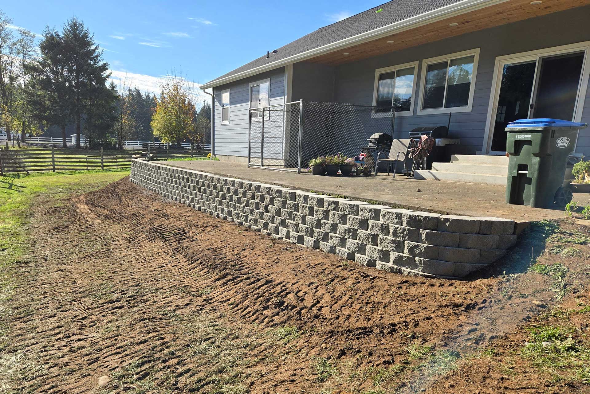 Custom retaining wall construction in Lewis County WA